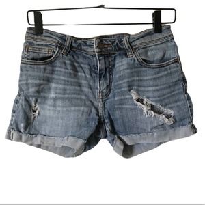 Eunina Distressed Blue Denim Jean Shorts